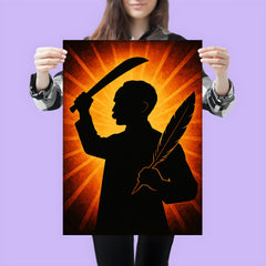 José Martí with quill and machete silhouette poster 3