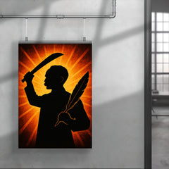 José Martí with quill and machete silhouette poster 4