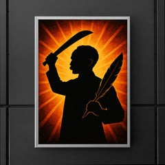 José Martí with quill and machete silhouette poster 5