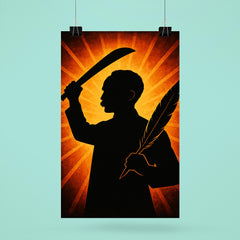 José Martí with quill and machete silhouette poster 6