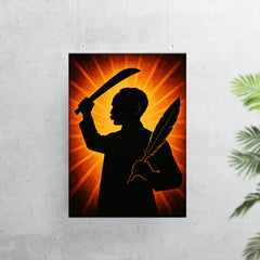 José Martí with quill and machete silhouette poster 7