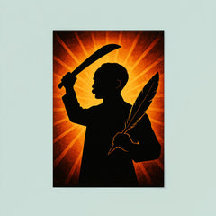 José Martí with quill and machete silhouette poster 8