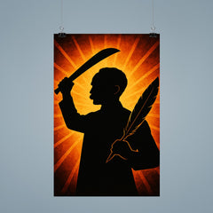José Martí with quill and machete silhouette poster 9