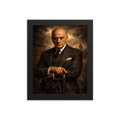 José Ortega y Gasset in tailored severity framed print on a plain backdrop in size 8"x10".
