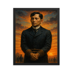José Rizal before execution dawn framed print on a plain backdrop in size 16"x20".