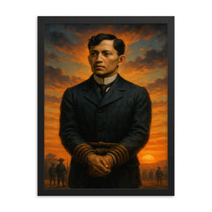 José Rizal before execution dawn framed print on a plain backdrop in size 18"x24".