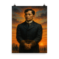 José Rizal before execution dawn poster on a plain backdrop in size 8"x10".