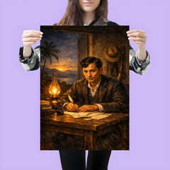 José Rizal writing by lamplight in exile poster 3
