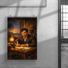 José Rizal writing by lamplight in exile poster 4
