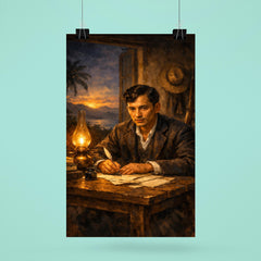 José Rizal writing by lamplight in exile poster 6