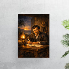 José Rizal writing by lamplight in exile poster 7