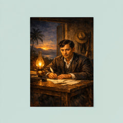 José Rizal writing by lamplight in exile poster 8