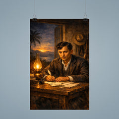 José Rizal writing by lamplight in exile poster 9
