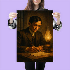 José Rizal writing by prison lamp before execution poster 3