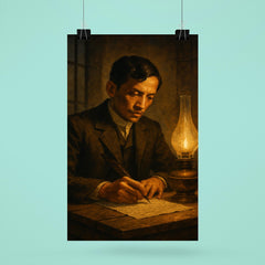 José Rizal writing by prison lamp before execution poster 6