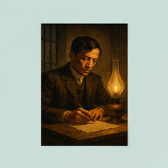 José Rizal writing by prison lamp before execution poster 8