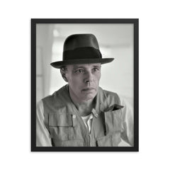 Joseph Beuys framed print on a plain backdrop in size 16"x20".