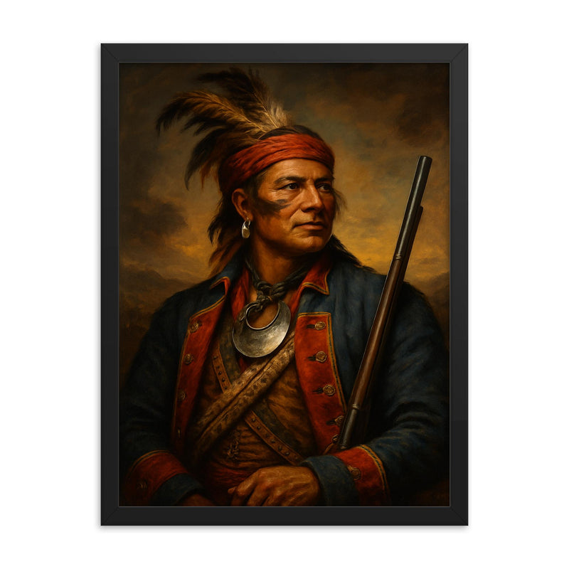 Joseph Brant Thayendanegea framed print on a plain backdrop in size 18