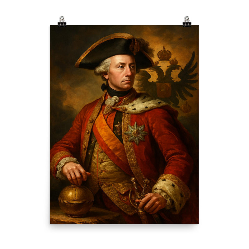 Joseph II Holy Roman Emperor poster on a plain backdrop in size 8