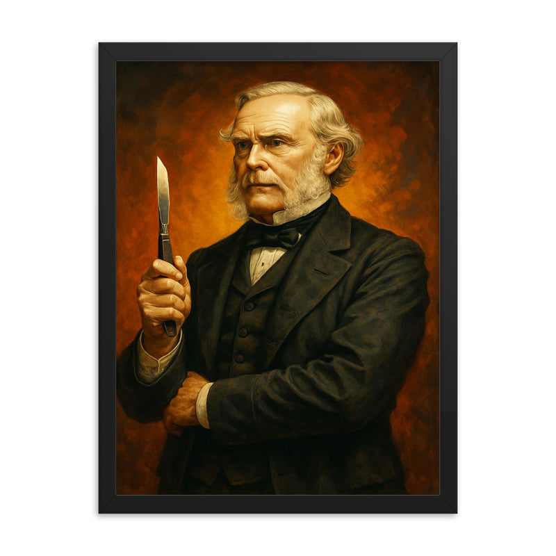 Joseph Lister framed print on a plain backdrop in size 18