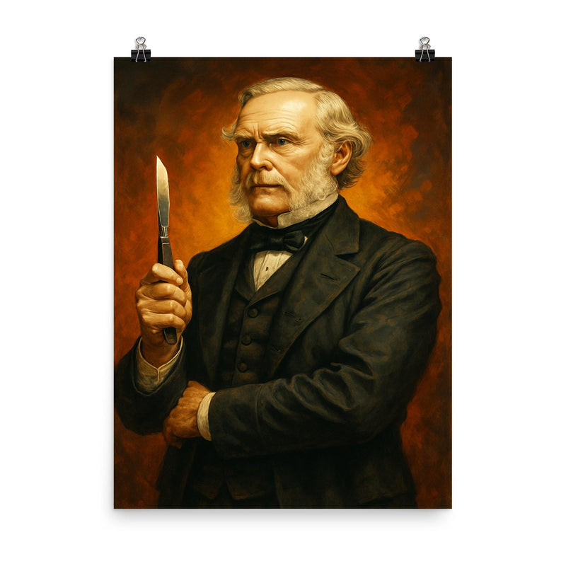 Joseph Lister poster on a plain backdrop in size 8