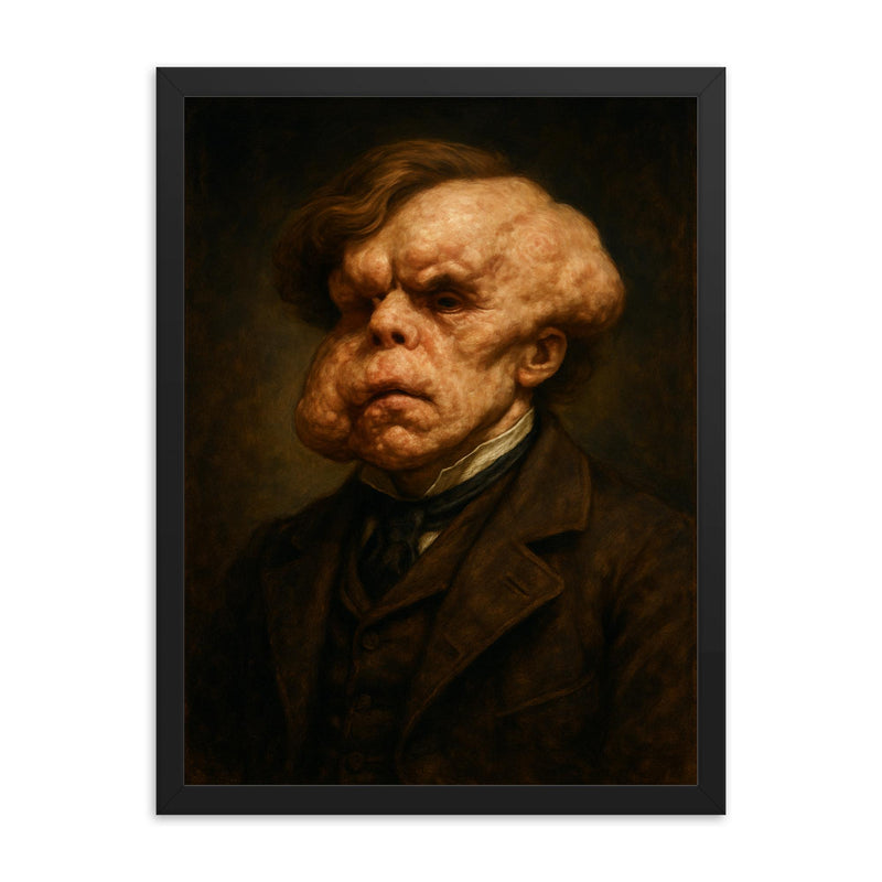 Joseph Merrick The Elephant Man framed print on a plain backdrop in size 18
