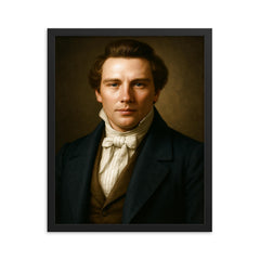 Joseph Smith portrait framed print on a plain backdrop in size 16"x20".