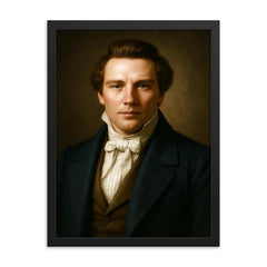 Joseph Smith portrait framed print on a plain backdrop in size 18"x24".