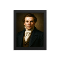 Joseph Smith portrait framed print on a plain backdrop in size 8"x10".