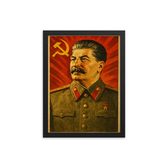 Joseph Stalin framed print on a plain backdrop in size 12"x16".