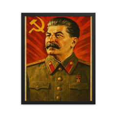 Joseph Stalin framed print on a plain backdrop in size 16"x20".