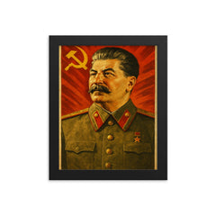 Joseph Stalin framed print on a plain backdrop in size 8"x10".