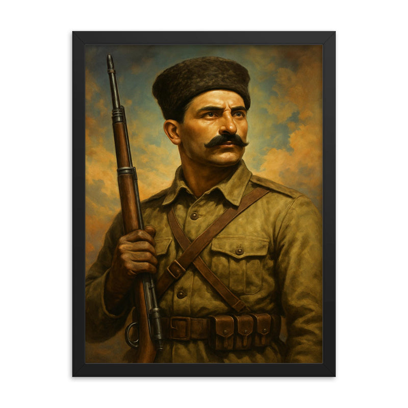 Joseph Trumpeldor framed print on a plain backdrop in size 18