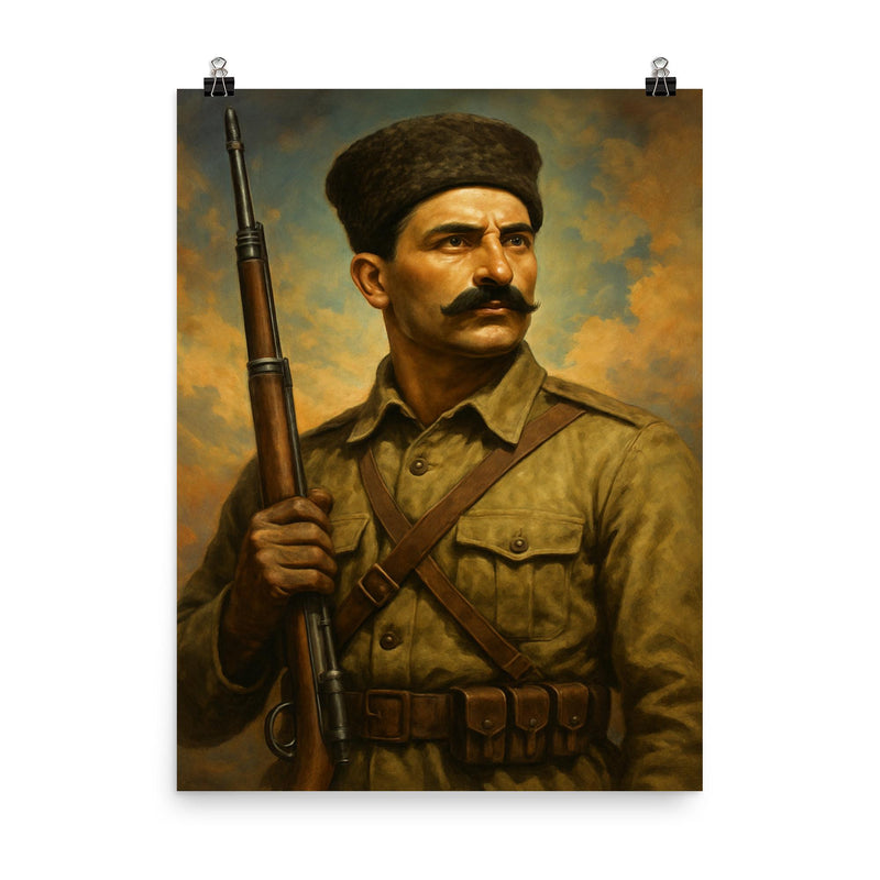 Joseph Trumpeldor poster on a plain backdrop in size 8