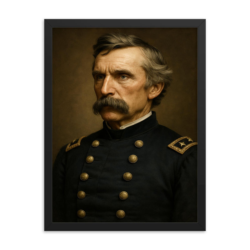 Joshua Chamberlain portrait framed print on a plain backdrop in size 18