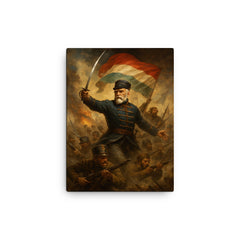 Jozef Bem at the Hungarian uprising canvas print on a plain backdrop in size 12"x16".