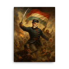Jozef Bem at the Hungarian uprising canvas print on a plain backdrop in size 18"x24".
