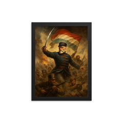 Jozef Bem at the Hungarian uprising framed print on a plain backdrop in size 12"x16".