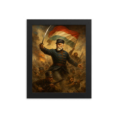 Jozef Bem at the Hungarian uprising framed print on a plain backdrop in size 8"x10".