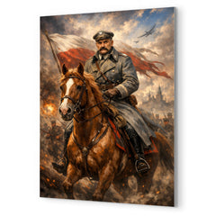 Jozef Pilsudski astride his mare Kasztanka metal print mockup