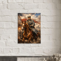 Jozef Pilsudski astride his mare Kasztanka metal print mockup
