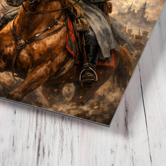 Jozef Pilsudski astride his mare Kasztanka metal print mockup