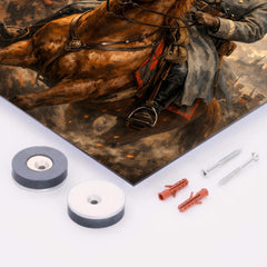 Jozef Pilsudski astride his mare Kasztanka metal print mockup