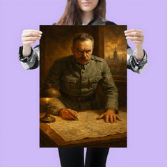 Jozef Pilsudski at Warsaw 1920 map table poster 3