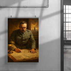 Jozef Pilsudski at Warsaw 1920 map table poster 4