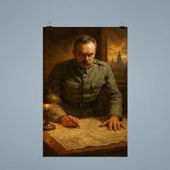 Jozef Pilsudski at Warsaw 1920 map table poster 9