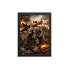 Jozef Pilsudski on armored train framed print on a plain backdrop in size 12"x16".