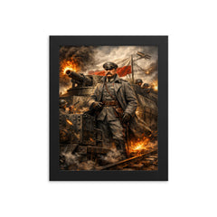 Jozef Pilsudski on armored train framed print on a plain backdrop in size 8"x10".