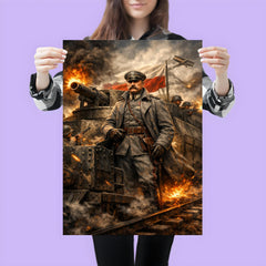 Jozef Pilsudski on armored train poster 3