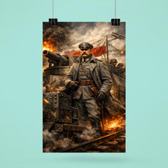 Jozef Pilsudski on armored train poster 6